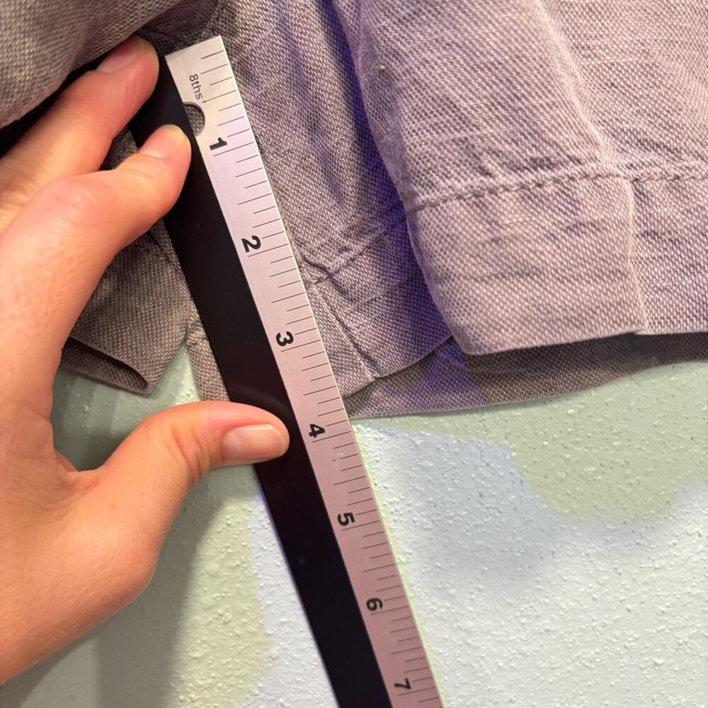 Nicole Miller Linen Blend Gray High-Waisted Shorts Button Detail and Belt Size 6 - Picture 8 of 9
